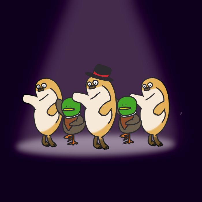 踊るアザラシと鳥